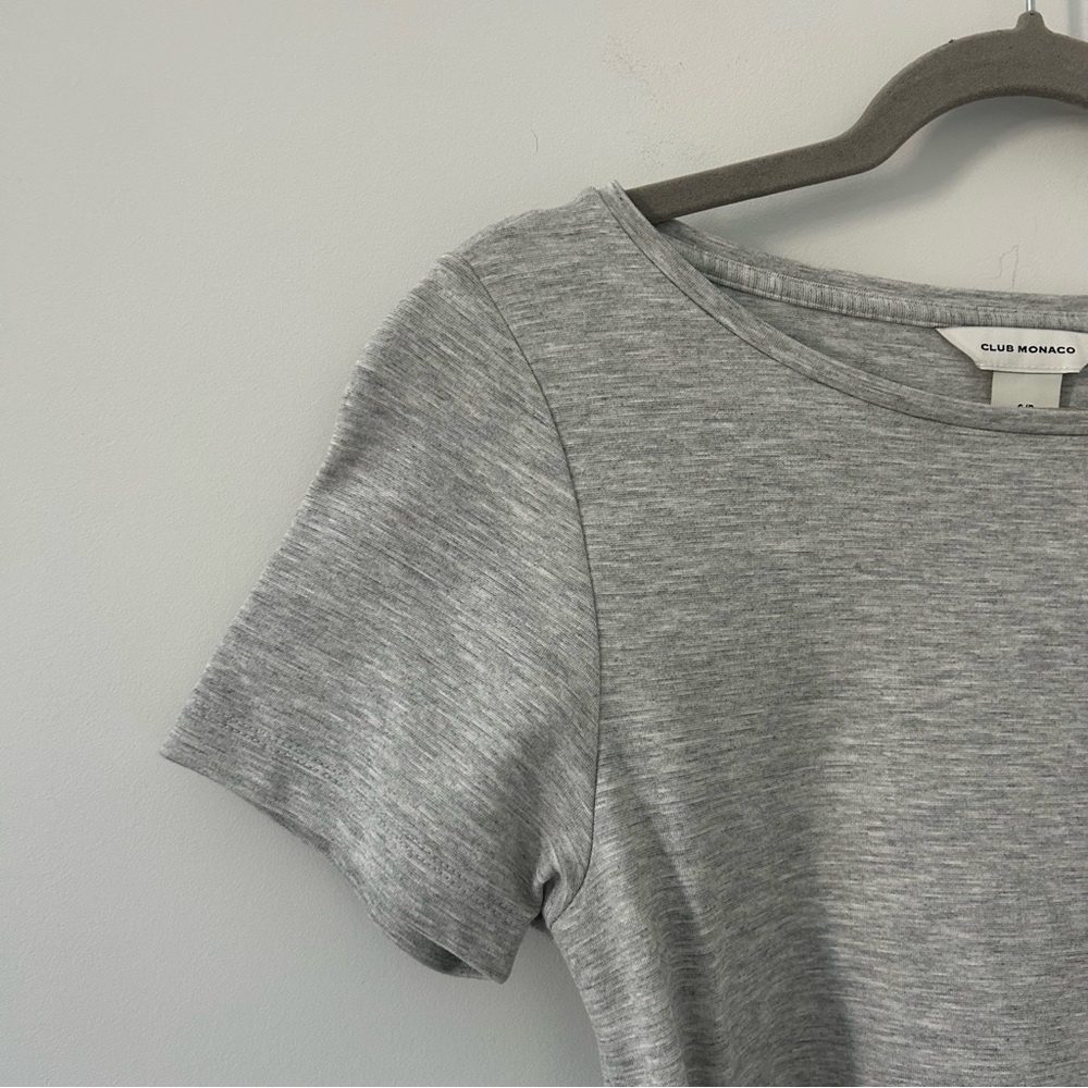 Club Monaco Twansia Light Heathered Grey Short Sleeve Tie Waist Casual Dress S - Picture 4 of 12